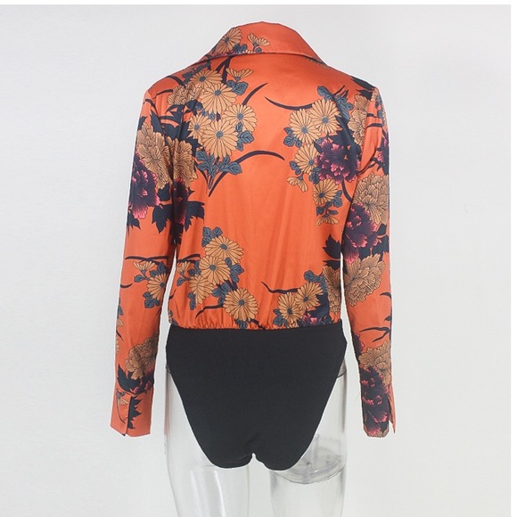 NEW! Silk Floral Bodysuit - Picture 7 of 8